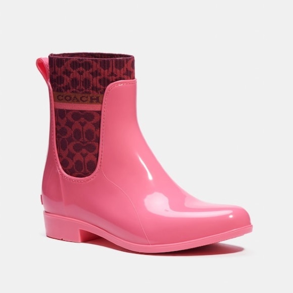 NWT Coach Rivington Rain Bootie in Bright Watermelon. Size 8 - Picture 7 of 8